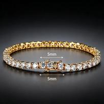Stylish Women's Two-Tone Zircon Tennis Bracelet - 5mm Single Row Gold & Silver, Elegant Full Diamond Design for Banquet Occasions. 180mm (7in) gray