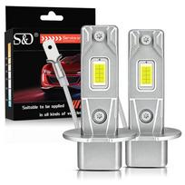 2 vnt. 18000 Lm H3 LED priekinių žibintų lemputės Canbus Be ventiliatoriaus Tolimosios šviesos žibintas Automobilio LED rūko žibintas Važiavimo žibintas DRL Be ventiliatoriaus 12V 6500K Balta H3 gray