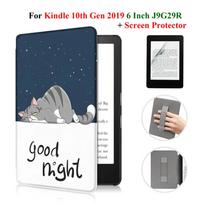 Dėklas Kindle 10-os kartos + Ekrano apsauga 6 colių su rankos dirželiu E-knygai J9G29R Odinis dangtelis Žadinimo/Miegojimo režimas Funda J9G29R kindle 10th