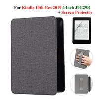 Dėklas Kindle 10-os kartos + Ekrano apsauga 6 colių su rankos dirželiu E-knygai J9G29R Odinis dangtelis Žadinimo/Miegojimo režimas Funda J9G29R kindle 10th pilka