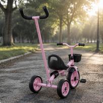 Triratis Stūmimo Metalinis Strypas Spaustukas Rankena Lenktas Vežimėlis Tėvams, Vaikams Juodas Pink Upgraded Push Rod gray