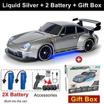 New Four-wheel Drive 1:24 RC Drift Car with LED Light 2.4G Radio 20KM/h High Speed Remote Control Racing Cars Vehicle Model Toy Gift for Boy Girl Kid 3 batteries pilka