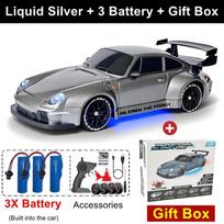New Four-wheel Drive 1:24 RC Drift Car with LED Light 2.4G Radio 20KM/h High Speed Remote Control Racing Cars Vehicle Model Toy Gift for Boy Girl Kid 3 batteries sidabras