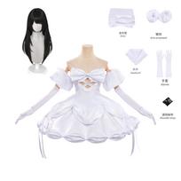 Anime Zombių Scena Sua Cosplay Kostiumas Perukas Ateivių Scena Balta Suknelė Kojinės Kaklaraištis Skara Apranga Helovino Šalis Vaidmenų Žaidimas XXL white