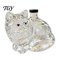 Sophisticated Whiskey Gift for Him Cute Kitten Shaped Whisky Decanter, High Borosilicate Glass Artistic Animal Wine Bottle Clear Liquor Dispenser Home B