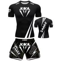 Men Women Compression Training T-Shirt Shorts Set MMA Boxing Muay Thai Kickboxing Gym Workout 6XL