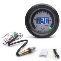 2 in 1 metras 52 mm siaurajuostis skaitmeninis oro degalų santykio matuoklio rinkinys 12 V automobilio tūrio matuoklis su O2 deguonimi 6238CWS gray