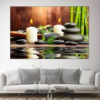 Žalias bambukas ir žvakė Zen Buddha Spa Akmens drobė Tapyba Natiurmortas Plakatai ir spaudiniai Sienos Menas Nuotraukos Namų dekoras Be rėmelio 70*100cm