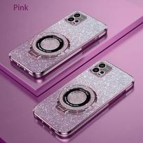 Prabangus dengiamas magnetinio laikiklio telefono dėklas, skirtas Motorola Moto G13 G23 G53 G73 G72 E13 E22 E32 E20 E6s E7 Plus Power silikoninis dangtelis Moto G52 rožinė/sidabras