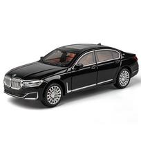 1/24 BMW 7 serijos 760 LI lydinio automobilio modelis, lietas metalinis žaislinis transportas, automobilio modelio simuliacija, garsas ir šviesa, kolekcija, vaikiškos dovanos juoda