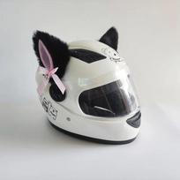 Motociklo šalmo kačių ausų dekoracija Mielūs pliušiniai lipdukai Motokroso šalmas Viso veido Bekelės šalmo dekoras Cosplay stilius black