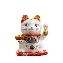 5 colių keraminė „Maneki Neko Lucky Cat“ pinigų dėžutė „Fortune“ spalvota katė „Piggy Bank“ namų dekoravimo dovana feng shui figūrėlė balta