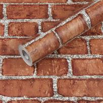 PVC plytų raštuotų sienų plytelių tapetai Lipnūs sienų lipdukai universitetų bendrabučiams, vandeniui atsparūs sutirštinti momentiniai lipdukai miegamiesiems 45x100cm brown