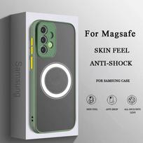 Matinis magnetinis dėklas, skirtas Samsung Galaxy S24 S23 S22 S21 S20 Ultra Plus FE A54 A53 A52 A32 A13 A34 4G 5G, su belaidžio įkrovimo dangteliu Samsung S21 FE gray