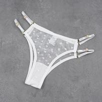 FINETOO 1Pcs Transparent G-String Sexy Thong Lace Panty Double Strap Women's Underwear Comfort Brazilian Pants Breathable Panty L&1pc balta