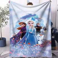 Flanelinis pledas Frozen Elsa Anna Olaf Animacinis minkštas užklotas Vaikų miegamojo sofos lauko stovyklavietės Kalėdų gimtadienio dovana Kasdieniam naudojimui 40x50in