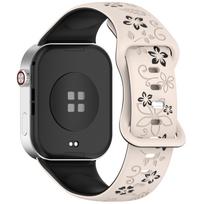 Graviruotas minkšto silikono dirželis Xiaomi Smart Band 8Pro 9pro, dviejų tonų, su gėlių raižiniu, laikrodžio dirželis Redmi Watch 4 5 6, atsparus vandeniui, pralaidus orui Redmi Watch 6 5 4 dramblio kaulas