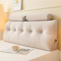 Trikampė galvūgalio pagalvė mergaitės miegamajam - Minkštas tatamio lovos atlošas, lango niša ar sofos dekoratyvinė pagalvė 1.5m Bed with Headrest (150*60*20cm, 2 Headrests) sidabro pilka spalva
