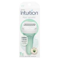 Schick, Intuition®, Sensitive Care®, Organic Aloe, 1 razor, 2 cartridges white