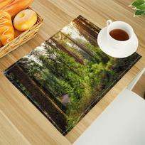 Natūralaus miško padėkliukas ant stalo Lino audinio staltiesėlės Šeimos vakarienės indai Virtuvės stalo padėkliukas 30X45cm 4pcs-30x45cm