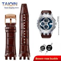 Swatch SVGK403 SVGK407 SVGB400 SVGB402 SVGB408 natūralios odos laikrodžio apyrankė 22mm vyriškos apyrankės dirželio priedai 22mm black