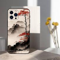 Japoniško meno stiliaus dėklas iPhone 11,12,15,14,13,16,17,Plus,Pro Max,XS,X,XR,SE,Mini,8,7,Minkštas silikonas, Juodas iphone16e gray