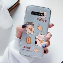 Skirta Samsung Galaxy S10 S10E S 10 Plus telefono dėklas Animacinis galinis dangtelis Skaidrus minkštas silikonas Gėlė Funda Skirta Samsung S10+ Mielas S10E