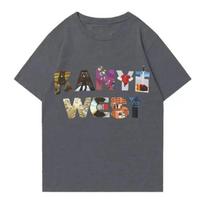 Kanye West Albumo Logotipų Koliažas Vintažiniai Hip Hop Marškinėliai Rap Per dydžio Juodi Unisex Moteriški Ir Vyriški Marškinėliai M gray
