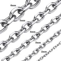 Nerūdijančio plieno O grandinėlė vyrams, moterims Rolo karoliai pakabukui Aukso/Sidabro/Juodos spalvos Kabelinė grandinėlė Dovana 2mm 3mm 4mm 5mm 6mm pločio width 5mm&length  51CM gray