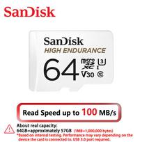 SanDisk 256GB atminties kortelė Didelio patvarumo Micro SD kortelė V30 U3 4K 32GB 64GB 128GB 512GB TF kortelės vaizdo registratoriui, namų vaizdo stebėjimo sistemoms, DVR 64GB white