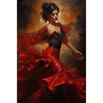 Graffiti Flamenco Šokėja Raudona Suknele Seksuali Šokanti Mergina Plakatas Drobės Tapyba Sienos Menas Namų Baro Interjero Dekoras Puiki Dovana 21X30CMNo Framed