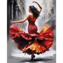 Graffiti Flamenco Šokėja Raudona Suknele Seksuali Šokanti Mergina Plakatas Drobės Tapyba Sienos Menas Namų Baro Interjero Dekoras Puiki Dovana 70X100CM No Framed