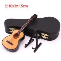 Miniatiūrinis mini klasikinės gitaros modelis Medinis mini muzikos instrumento modelis su dėklu S: 10CM black