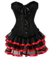 Korseto Suknelės Sijonų Rinkinys Tutu Moterims Šaliai Bustier Kostiumas Seksualus Raišteliais Senovinis Corselet Drabužiai Juodas One Size raudona