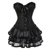 Korseto Suknelės Sijonų Rinkinys Tutu Moterims Šaliai Bustier Kostiumas Seksualus Raišteliais Senovinis Corselet Drabužiai Juodas One Size juoda