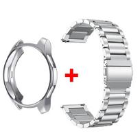 Band+Case for Samsung Galaxy Watch 6 5 4 44mm 40mm Classic 46mm 42mm Stainless Steel Bracelet Galaxy Watch 3 5 Pro 41 45mm Strap watch 6 classic 47mm white