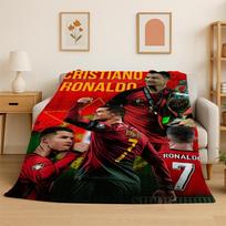 CR7 Ožys R-Ronaldo Futbolo Žvaigždė Flanelinis Antklodė Šiltas Minkštas Mesti Antklodė Miegamojo Svetainės Lovoje Kelionės Stovyklavimui Iškylai Vaikui Size: 100*150cm, Weight: 230 GSM