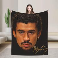 DTMF Daugiau nuotraukų Puerto Rikas Varlė Bad Bunny Albumas Pliušinis pledas Studentams Flanelinis metamas pledas Lovai Minkštas patiesalas Dovana Size: 100*150cm, Weight: 230 GSM