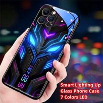 Šviečiantis LED stiklinis telefono dėklas su šviesa iPhone Samsung telefonams 【Style A】For Iphone 17 Pro