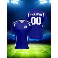 Printed Custom Name Team Name Numbers Football Jersey New Sports T Shirts Stripe Sports Jerseys Cool V Neck Tops Unisex Tee M blue