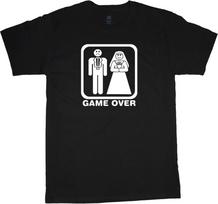 Funny Bride Groom Game Over Wedding T-shirt S gray