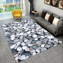 Natural Pebble Large Carpet Grey White River Stones Realistic Outdoor Indoor Floor Rug 120x160cm