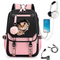 3 dalių mokyklinio kuprinės rinkinys moksleiviams Didelės talpos Oksfordo audinio mokyklinė kuprinė su peties dirželiu ir pieštukų dėklu Cat backpack