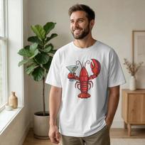 Men's T-Shirts Amalfi Coast Lobster Cocktail Casual 100% Cotton Tee Shirt Short Sleeve Seafood XXXL black