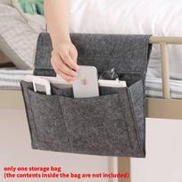 Felt Bedside Storage Bag With Multipurpose Pouch For Bedroom Organization tamsiai pilka spalva