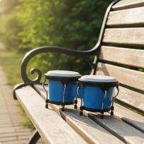 BeginnerFriendly Bongo Drums | Sturdy Construction, Compact Lightweight Design, Bongos, for Music juoda
