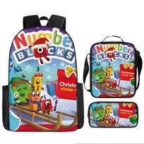 Skaitmeninis konstravimo kaladėlių rinkinys Numberblocks Mokyklinė kuprinė Didelės talpos Poliesterio kuprinė Krepšys-maišelis Pieštukinė Kuprinė Trijų dalių rinkinys Backpack gray