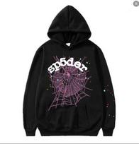 Mados tendencija putplasčio sp5der voratinklio rašto laisvas megztinis su gobtuvu poros džemperis hoodie L blue