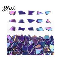 Irregular Glass Mosaic Tiles Iridescent Bulk for Crafts 200/400g Broken Art Supplies Schools Pieces DIY Home Garden Projects Handmade Crafts 200g mėlyna