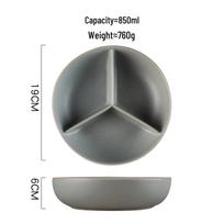 Three-Compartment Ceramic Meal Bowl for Portion Control and Weight Loss pilka